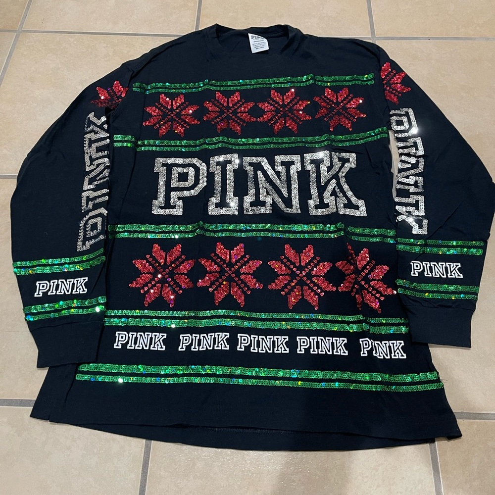 Christmas Fair Isle Sequin Bling Campus Tee Limited Edition